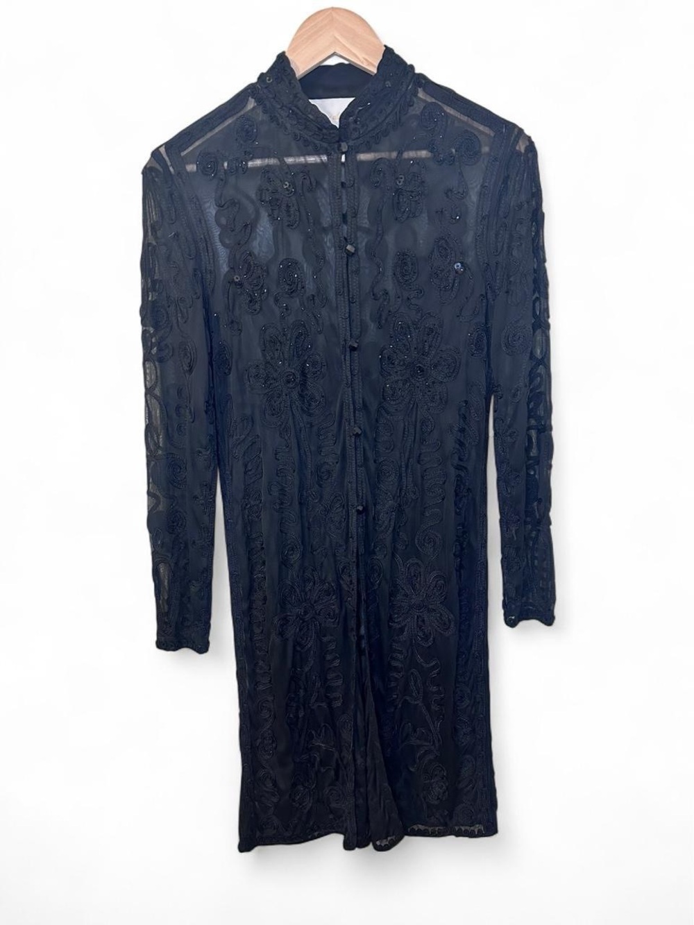 Vintage Edwardian Floral Embroidered & Beaded Duster / Shirt Dress Whimsygoth